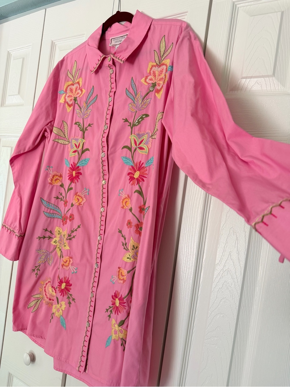 Johnny Was Camellia Floral Embroidered 100% Cotton Tunic Dress - Picture 3 of 8